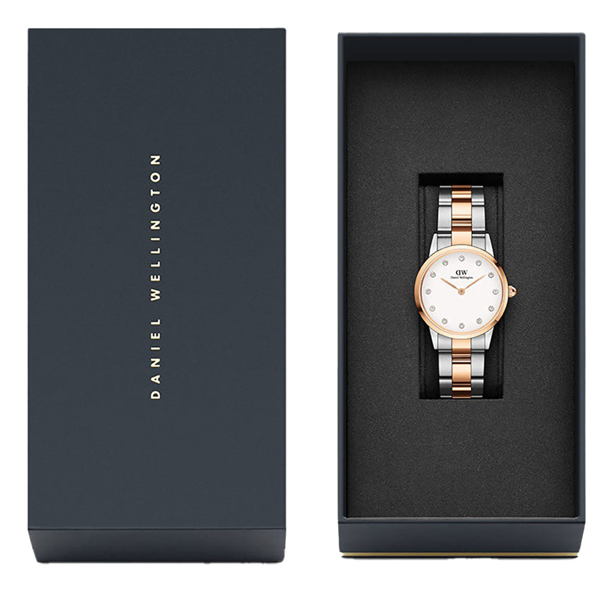 Daniel Wellington Iconic Link White Dial Two Tone Steel Strap Watch For Women - DW00100359