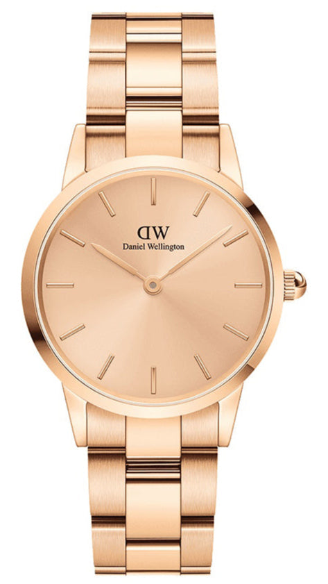 Daniel Wellington Iconic Link Unitone Rose Gold Dial Rose Gold Steel Strap Watch For Women - DW00100401