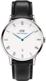 Daniel Wellington Dapper Sheffield White Dial Black Leather Strap Watch For Men - DW00100088