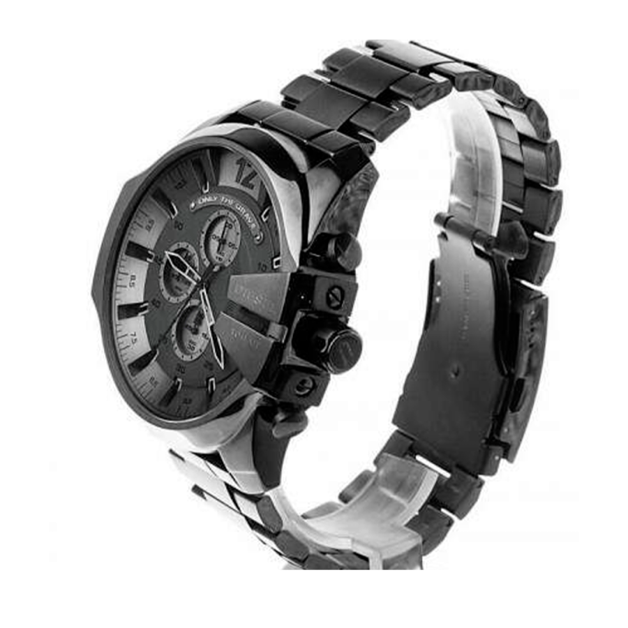 Diesel Mega Chief Chronograph Grey Dial Grey Steel Strap Watch for Men - DZ4282