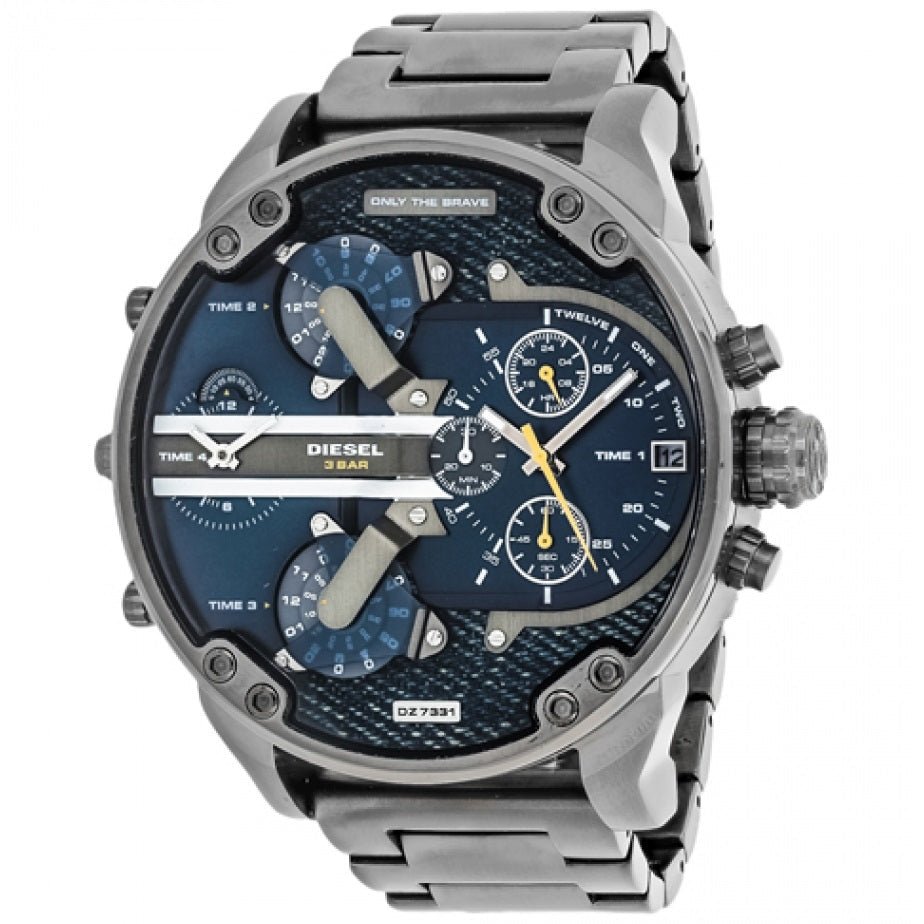 Diesel Big Daddy 2.0 Chronograph Blue Dial Grey Steel Strap Watch For Men - DZ7331