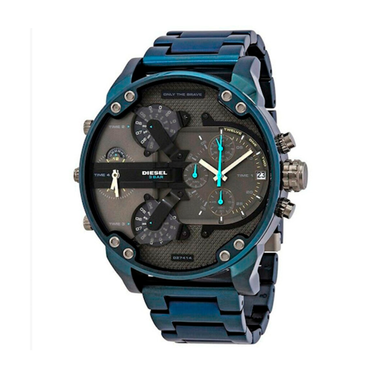 Diesel Daddy 2.0 Chronograph Grey Dial Blue Steel Strap Watch For Men - DZ7414