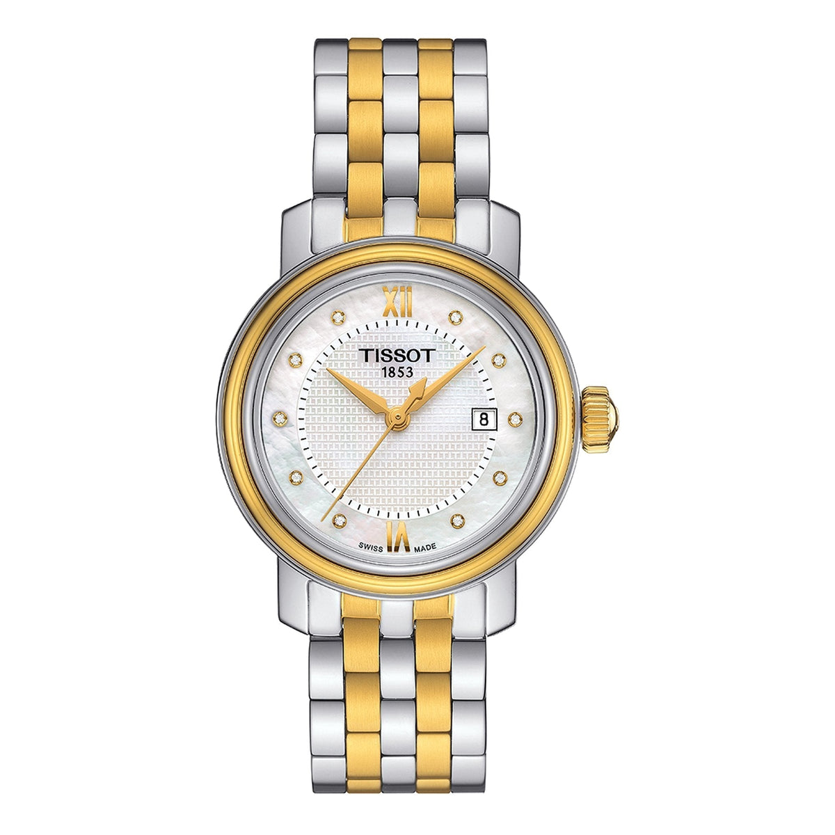 Tissot T Classic Bridgeport Mother of Pearl Dial Two Tone Steel Strap Watch For Women - T097.010.22.116.00