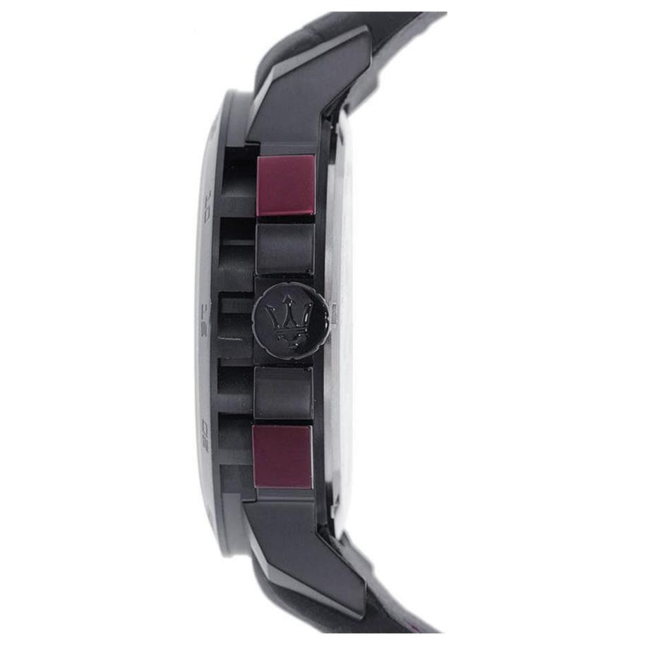 Maserati Ingegno Chronograph Black Dial Black Leather Strap Watch For Men - R8871619003