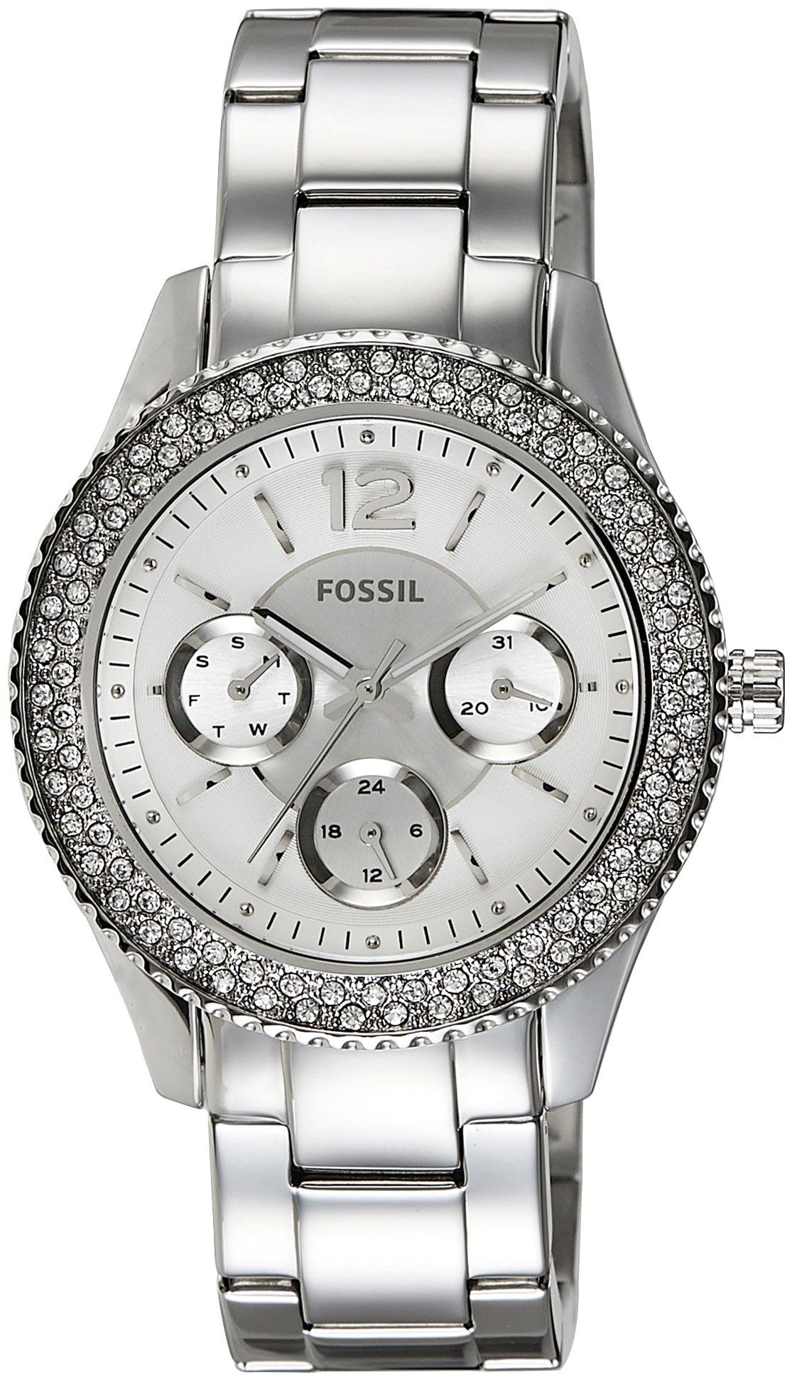 Fossil Stella Silver Dial Silver Steel Strap Watch for Women - ES3588