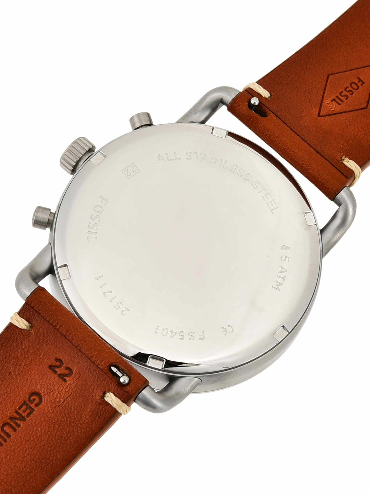 Fossil The Commuter Blue Dial Brown Leather Strap Watch for Men - FS5401