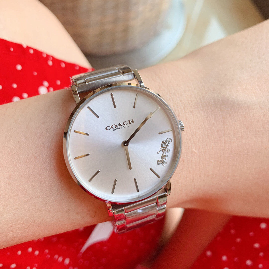 Coach Perry Silver Dial Silver Steel Strap Watch for Women - 14503344