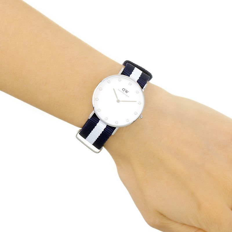 Daniel Wellington Classy Glasgow White Dial Two Tone Nylon Strap Watch For Women - DW00100082