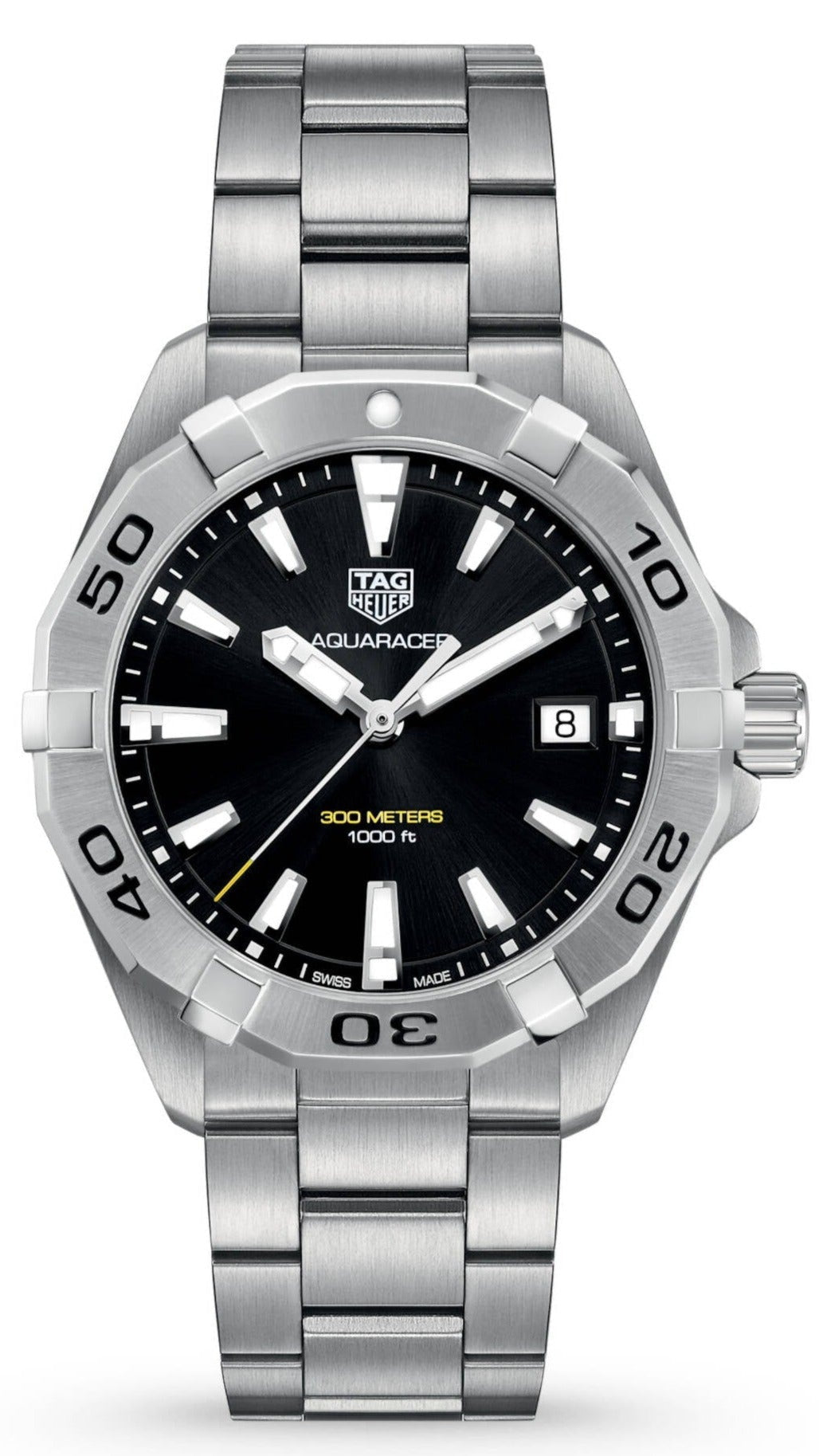 Tag Heuer Aquaracer Black Dial Silver Steel Strap Watch for Men - WBD1110.BA0928
