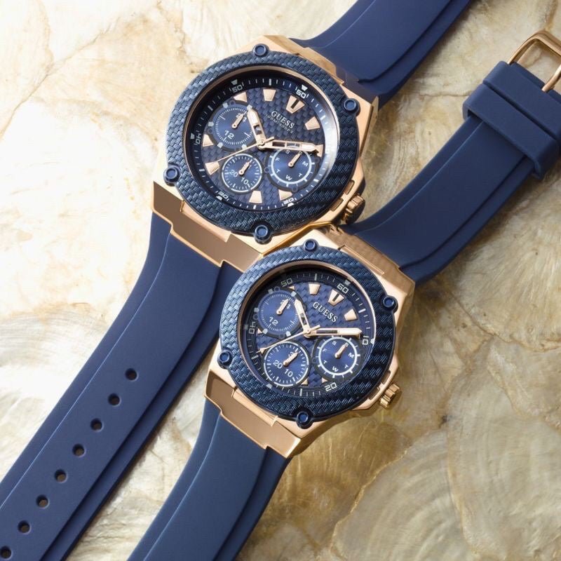 Guess Zena Blue Dial Blue Silicone Strap Watch For Women - W1049L2