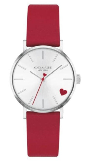 Coach Perry Silver Dial Red Leather Strap Watch for Women - 14503515