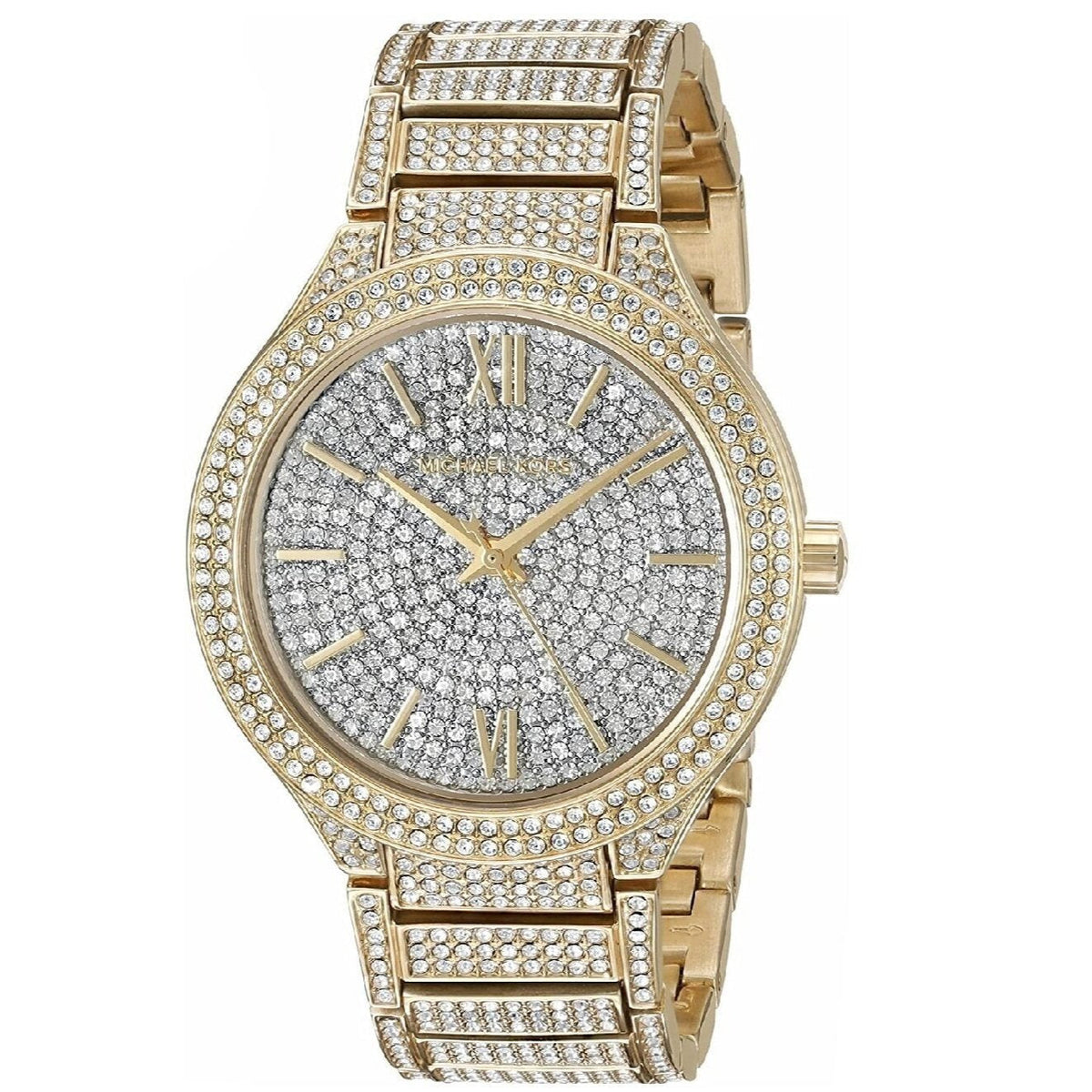 Michael Kors Kerry Crystals Gold Dial Gold Steel Strap Watch For Women - MK3360