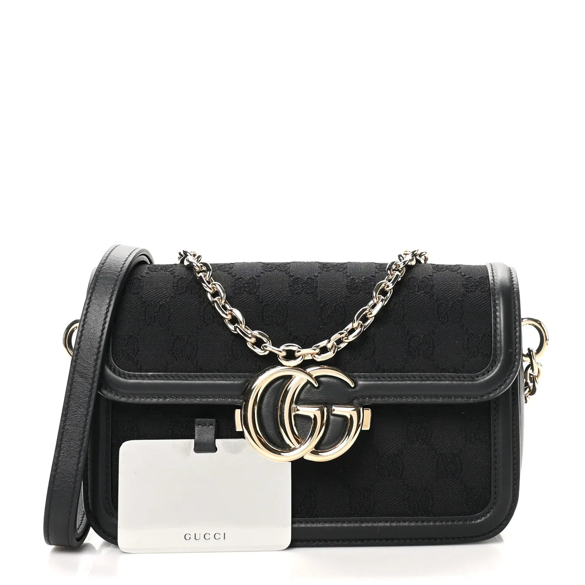 Gucci Wool Silk GG Monogram Go Small Shoulder Bag – Black