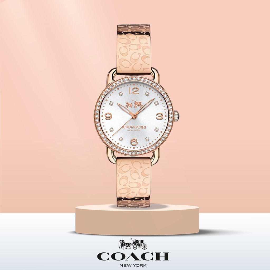 Coach Delancey Silver Dial Rose Gold Steel Strap Watch for Women - 14502355