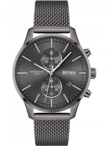Hugo Boss Associate Chronograph Grey Dial Grey Mesh Bracelet Watch for Men - 1513870