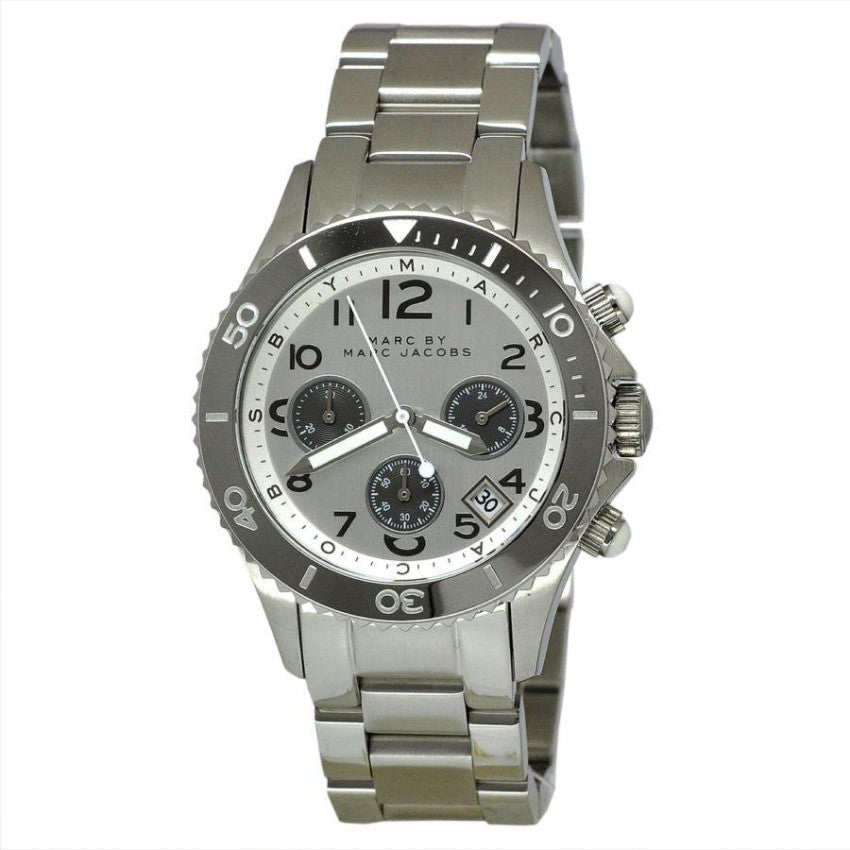 Marc Jacobs Marc Chronograph Silver Dial Silver Steel Strap Watch for Men - MBM3155