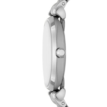 Emporio Armani Gianni T-Bar Quartz Blue Dial Silver Steel Strap Watch For Women - AR11594
