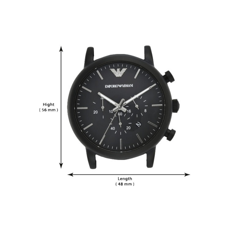 Emporio Armani Luigi Chronohraph Black Dial Black Leather Strap Watch For Men - AR1970