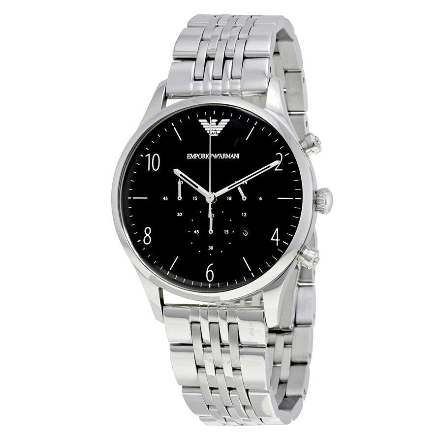 Emporio Armani Beta Chronograph Black Dial Steel Strap Watch For Men - AR1863