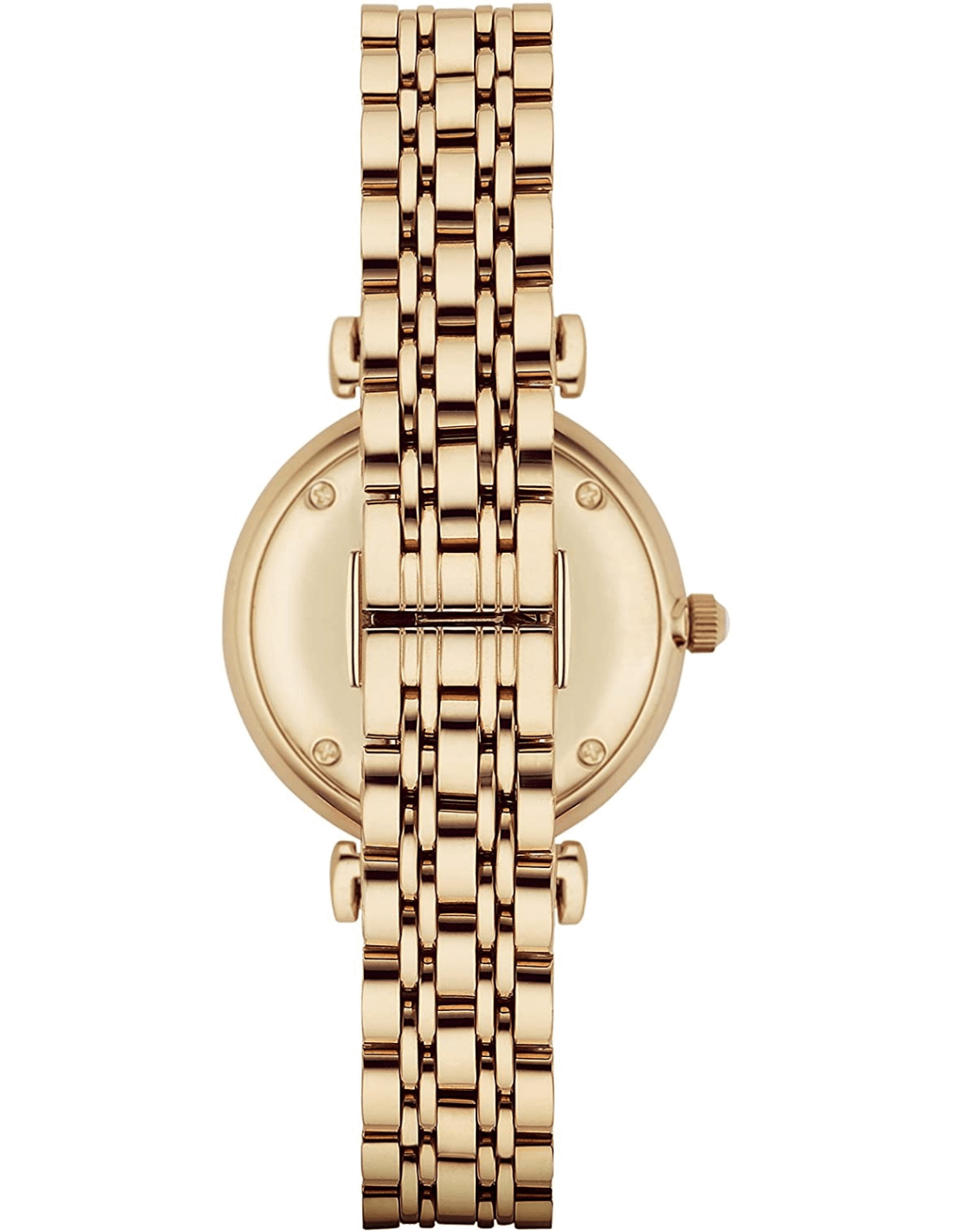 Emporio Armani Gianni T Bar Mother of Pearl White Dial Gold Steel Strap Watch For Women - AR190700