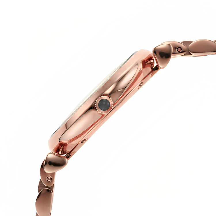 Emporio Armani Rosa Quartz Mother of Pearl Black Dial Rose Gold Steel Strap Watch For Women - AR11372