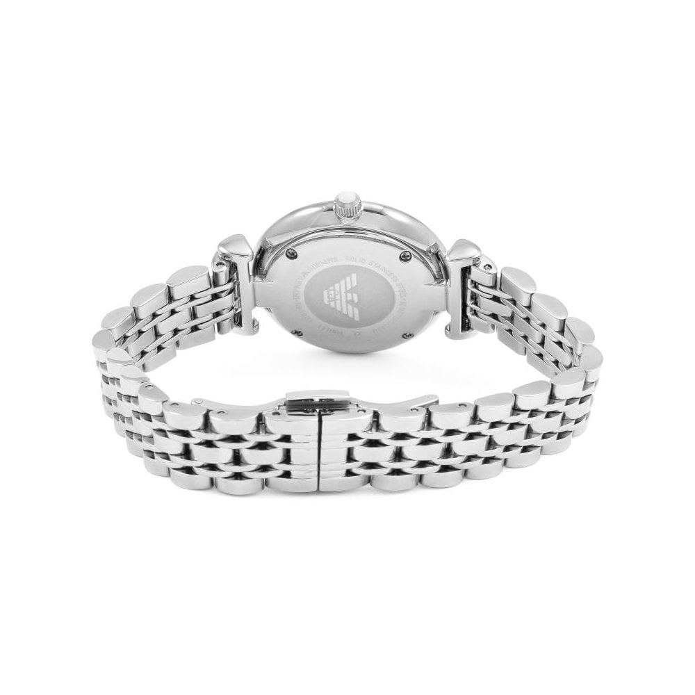 Emporio Armani Gianni T-Bar Mother of Pearl Dial Silver Stainless Steel Watch For Women - AR1908