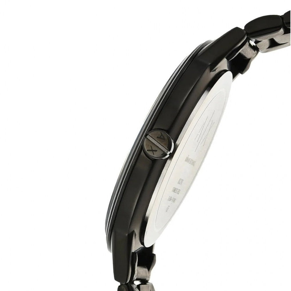 Emporio Armani Gianni T-Bar Quartz Black Mother of Pearl Dial Black Steel Strap Watch For Women - AR11268
