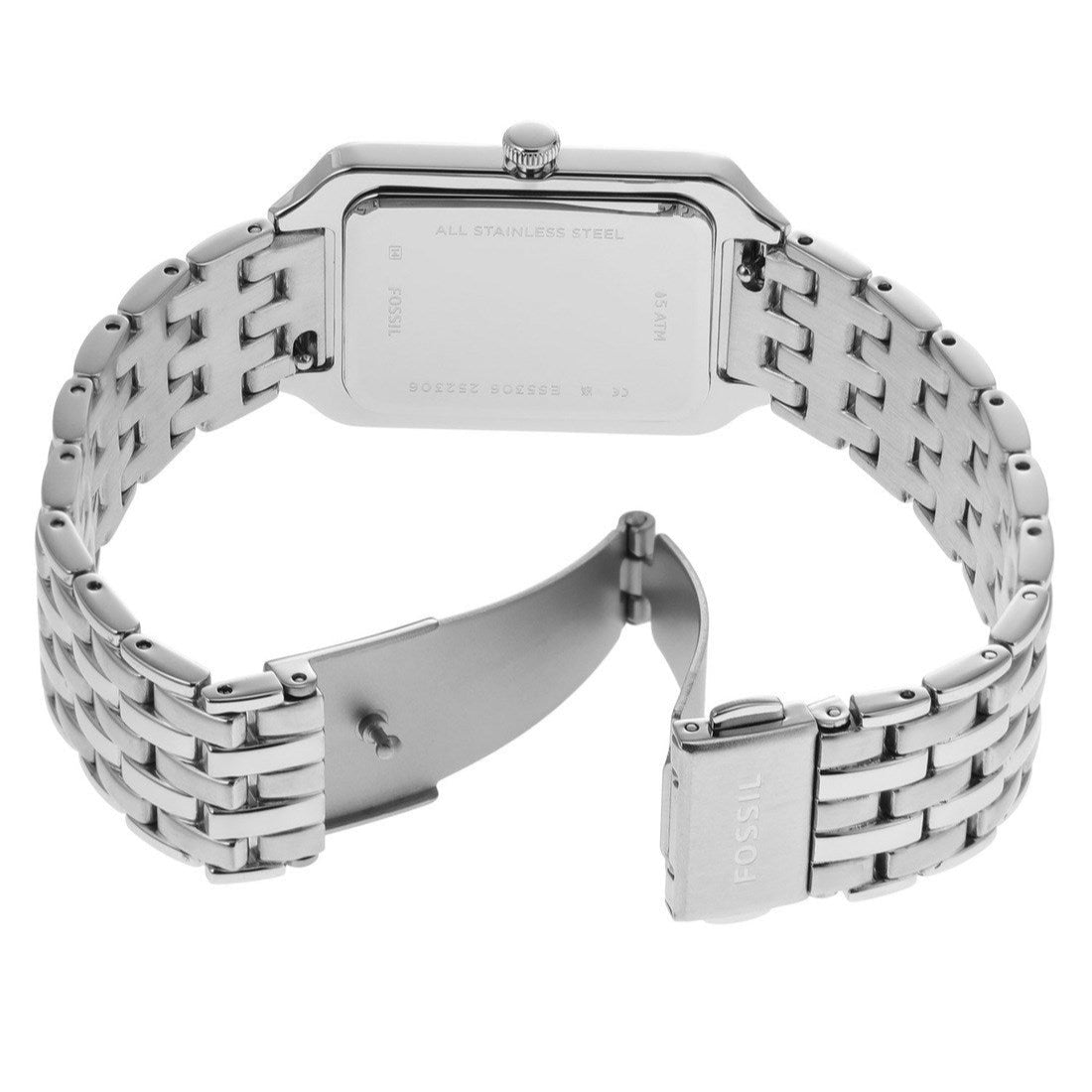 Fossil Raquel Three Hand Date Mother of Pearl Dial Silver Steel Strap Watch for Women - ES5306