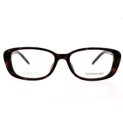 Tortoise shell patterned luxury eyewear frames with clear lenses on a white background