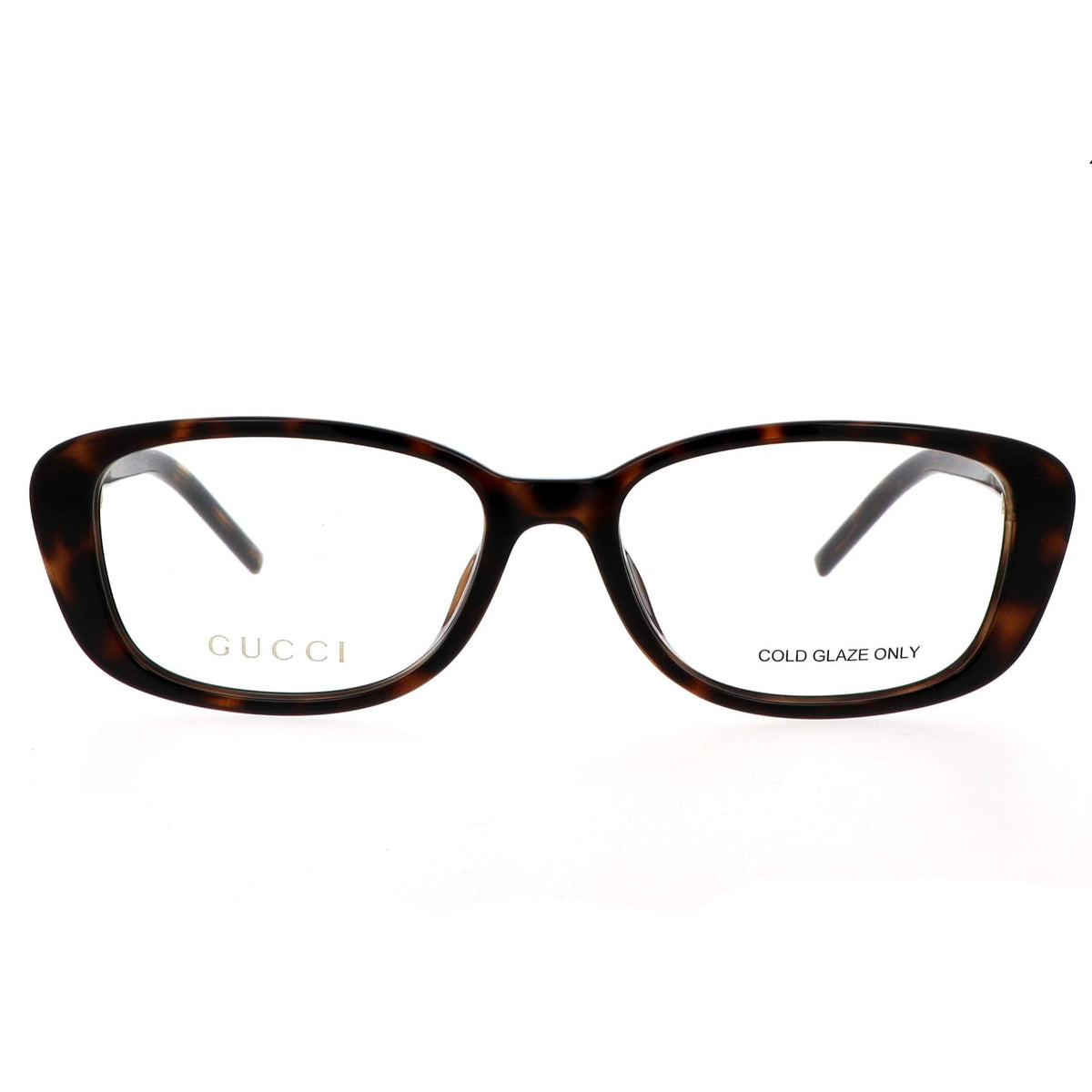 Tortoise shell patterned luxury eyewear frames with clear lenses on a white background