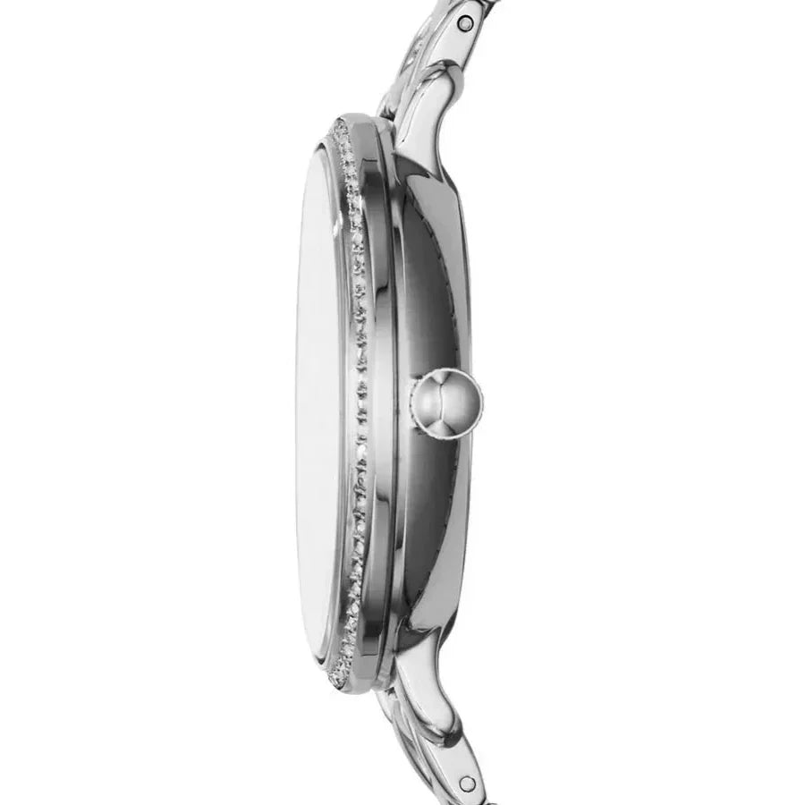 Fossil Jacqueline Multi-Function Mother of Pearl Dial Silver Steel Strap Watch for Women - ES3755