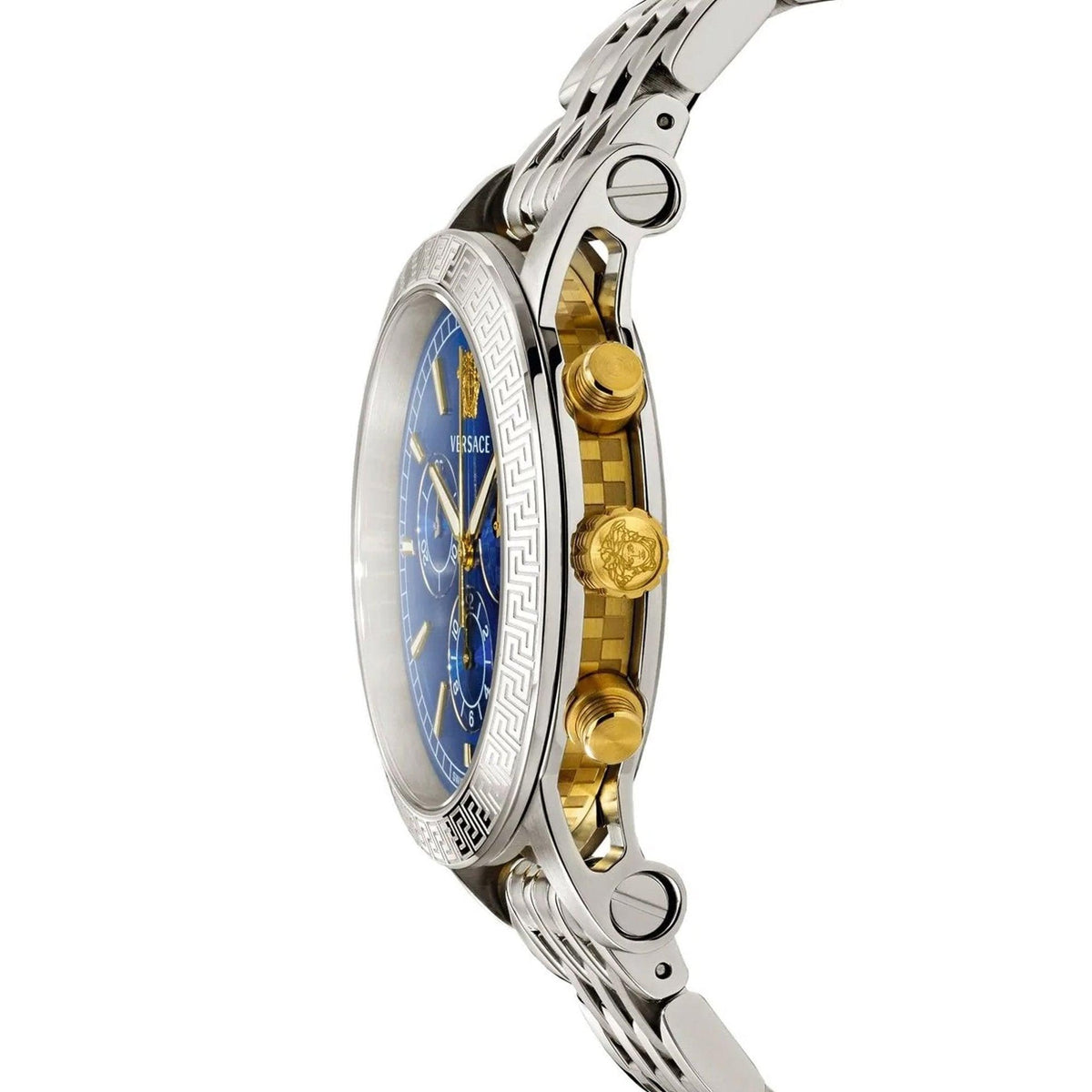 Versace Sport Tech Chronograph Blue Dial Silver Steel Strap Watch for Men - VELT00219