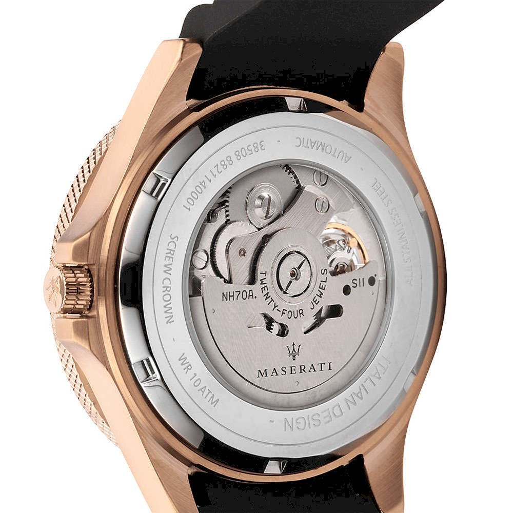 Maserati SFIDA Automatic Black Dial Black Rubber Strap Watch For Men - R8821140001