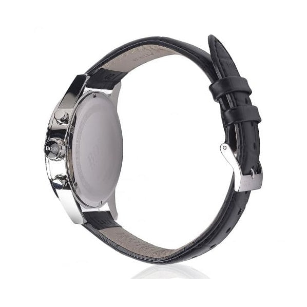 Hugo Boss Jet Chronograph White Dial Black Leather Strap Watch for Men - 1513282