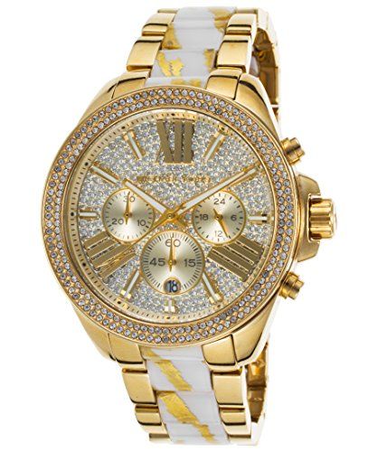 Michael Kors Wren Chronograph Diamonds Gold Dial Two Tone Steel Strap Watch for Women - MK6157
