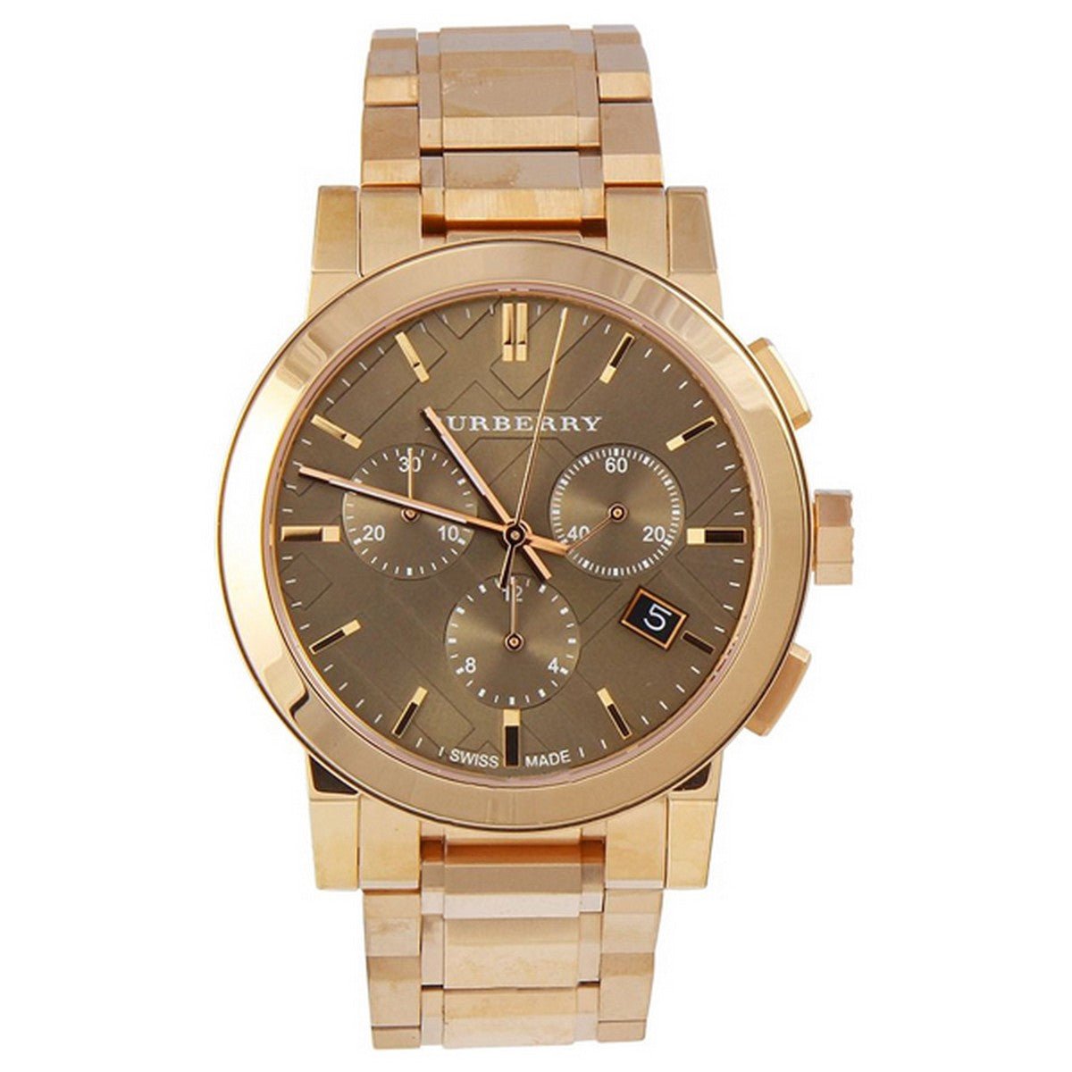 Burberry The City Grey Dial Rose Gold Steel Strap Watch for Men - BU9353