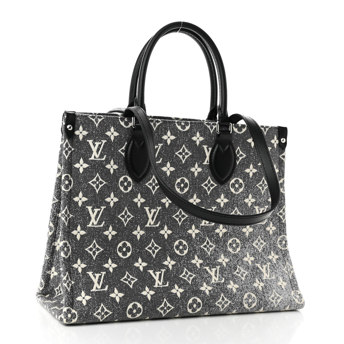 Louis Vuitton Jacquard Denim OnTheGo MM Tote Bag - Black White