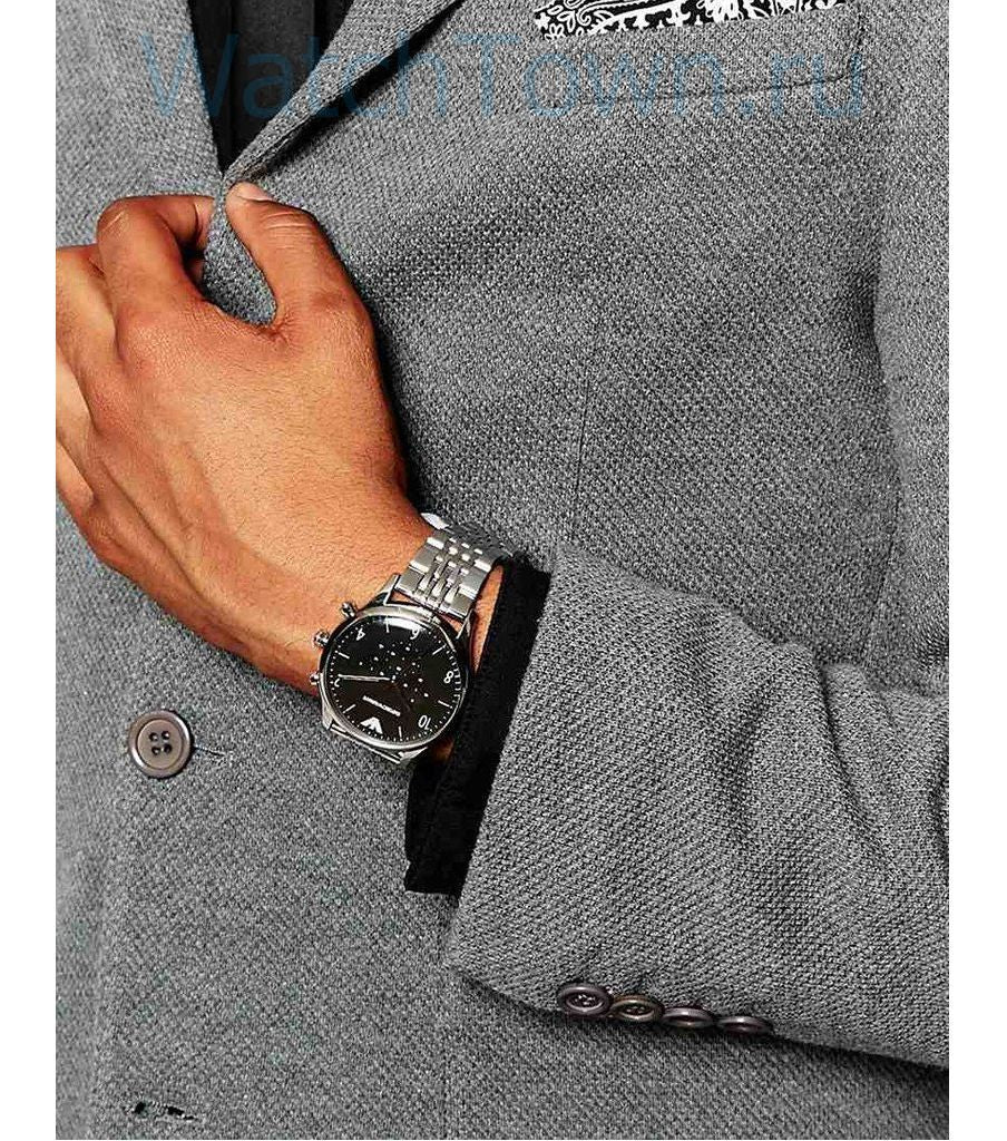 Emporio Armani Beta Chronograph Black Dial Steel Strap Watch For Men - AR1863