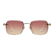 Cartier Rimless Unisex Rectangular White Acetate Temples Pink Sunglasses