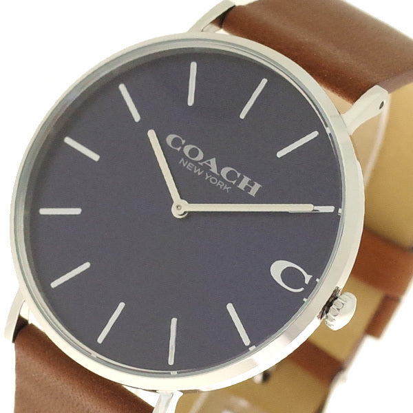 Coach Charles Blue Dial Brown Leather Strap Watch for Men - 14602151