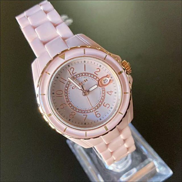 Coach Preston Pink Dial Pink Steel Strap Watch for Women - 14503463