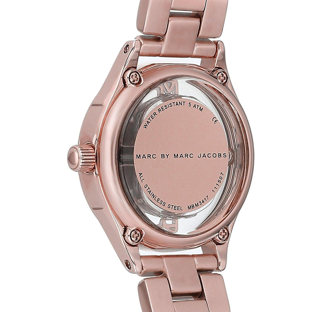 Marc Jacobs Tether Transparent Rose Gold Dial Rose Gold Steel Strap Watch for Women - MBM3417