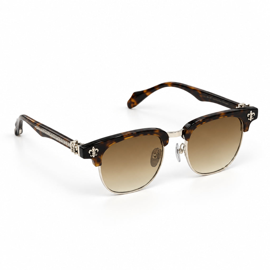 Chrome Hearts Unisex Square Tortoise & Gold Gothic Sunglasses
