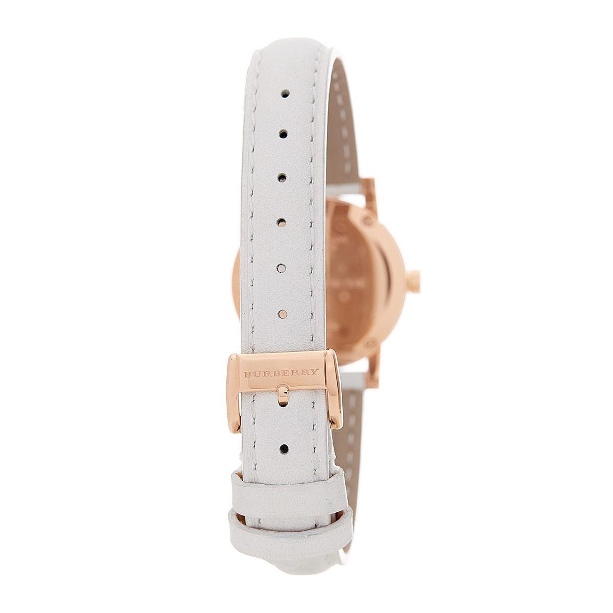 Burberry The City White Dial White Leather Strap Watch for Women - BU9209