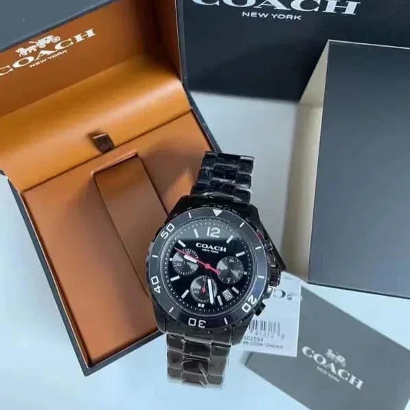 Coach Kent Black Dial Black Stainless Steel Watch for Men - 14602554