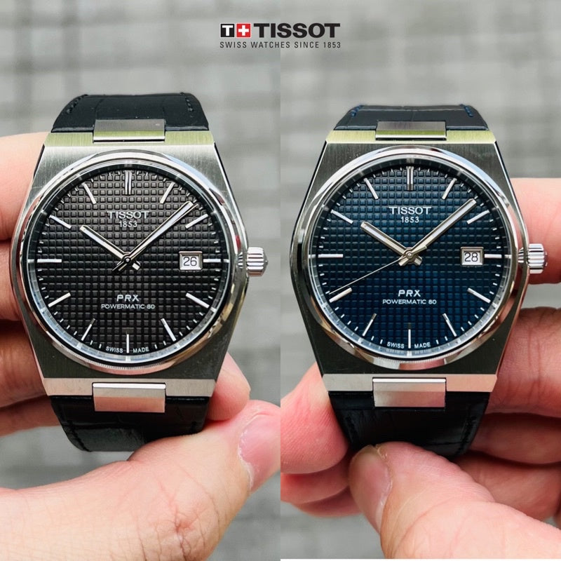 Tissot PRX Powermatic 80 Black Dial Black Leather Strap Watch for Men - T137.407.16.051.00