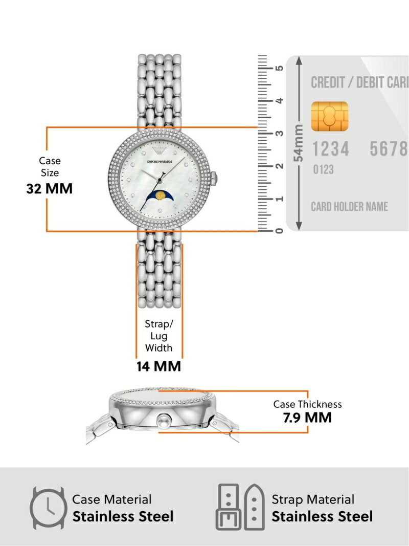 Emporio Armani Rosa Quartz Mother of Pearl Dial Silver Steel Strap Watch For Women - AR11461