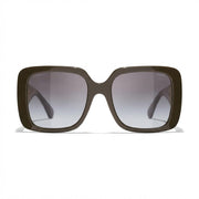 Chanel Women Square Brown & Gold Jewel Sunglasses