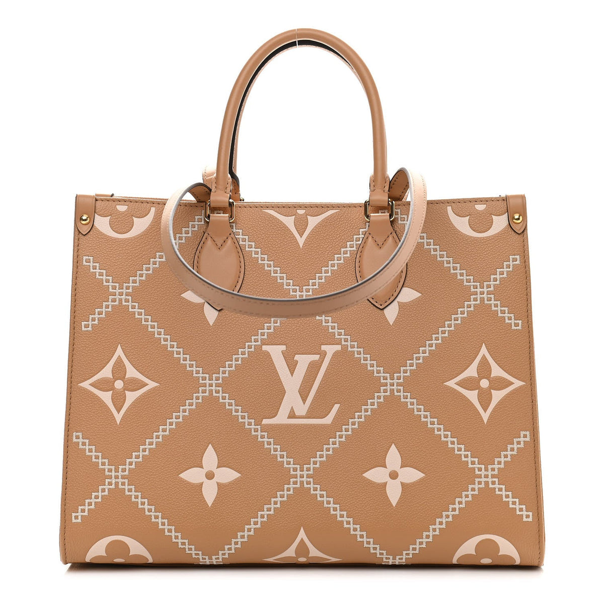 Louis Vuitton Empreinte Monogram Giant Broderies OnTheGo MM Tote Bag - Light Brown