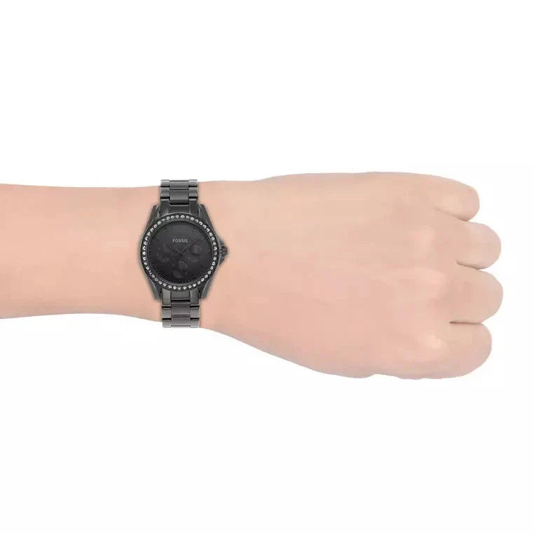 Fossil Riley Multifunction Black Dial Black Steel Strap Watch for Women - ES4519